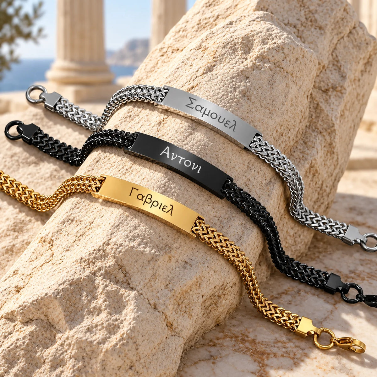 Bracciale Targhetta Greco Uomo