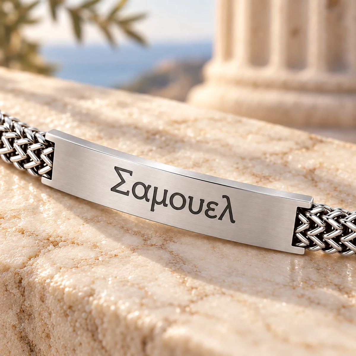 Bracciale Targhetta Greco Uomo