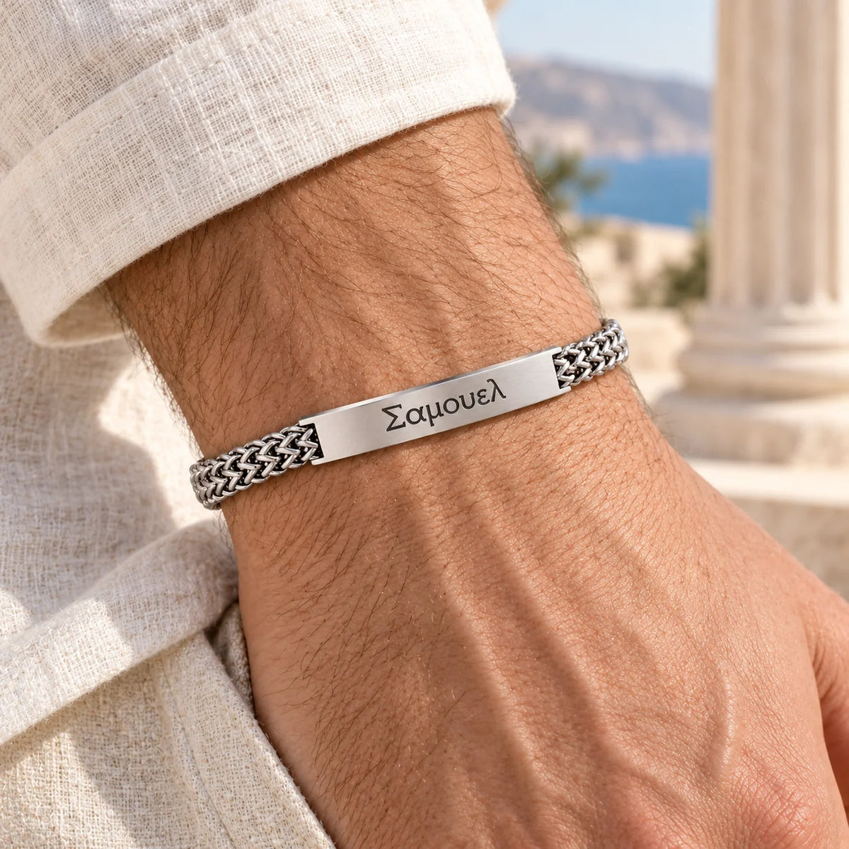 Bracciale Targhetta Greco Uomo