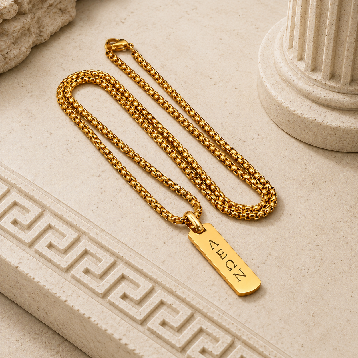 Ancient Greek Engraved Necklace for Men