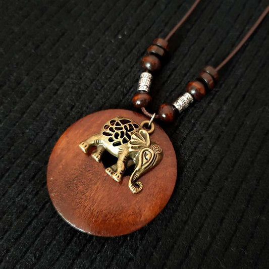 Ganesha wooden necklace